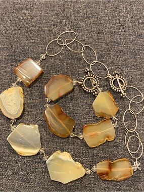 Handmade Sterling Silver and Agate Necklace and Bracelet